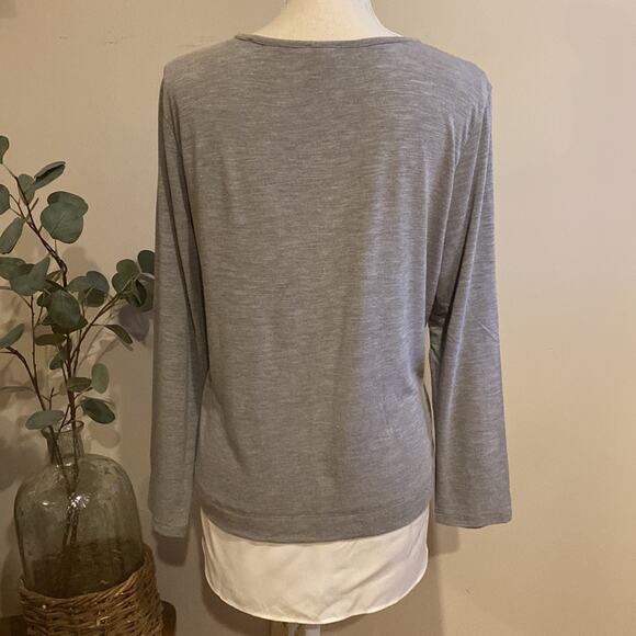 Women's J. Crew Gray & Cream Mixed Media Tunic XLarge - Picture 3 of 4